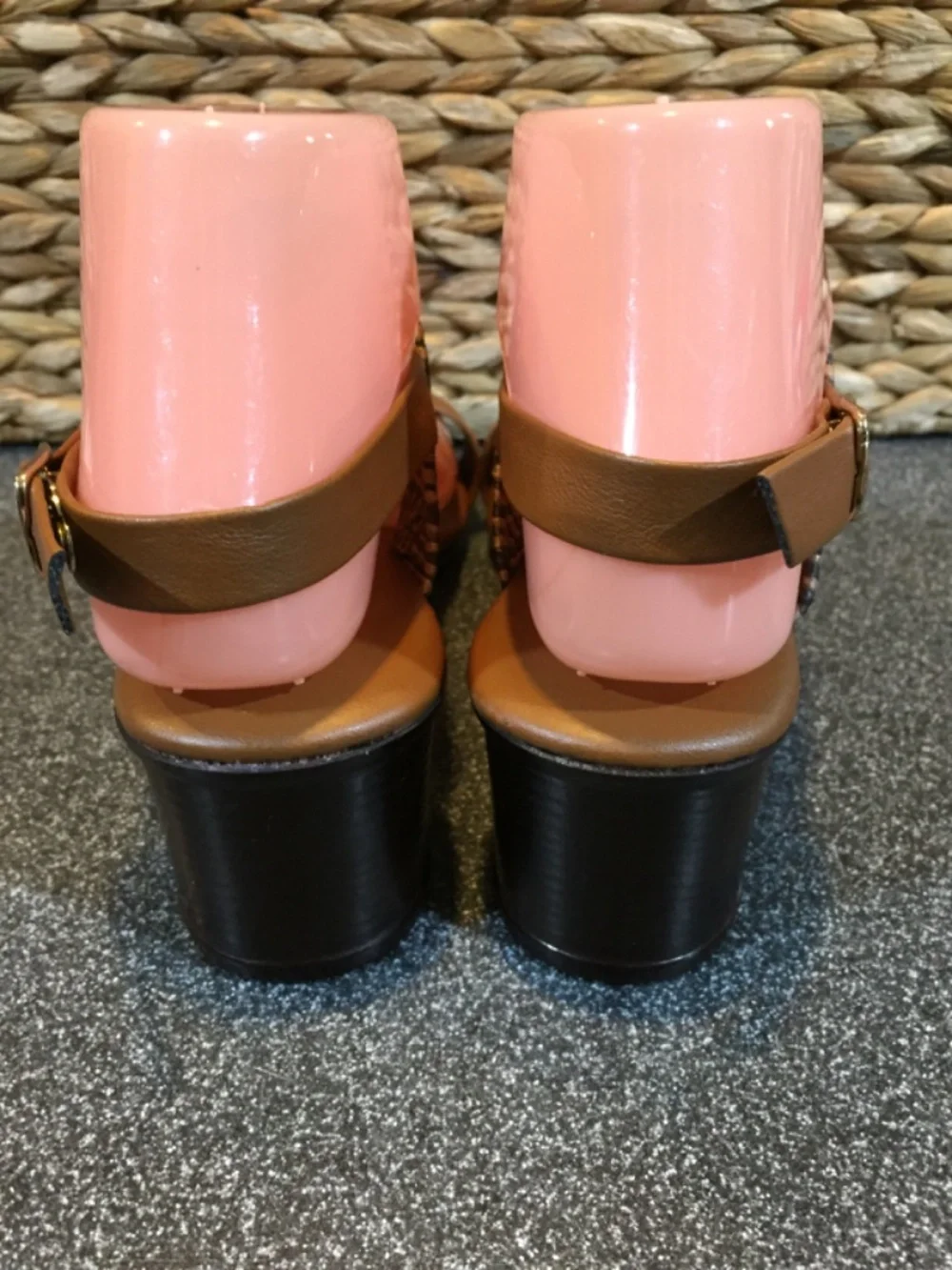 Italian Shoemakers Brown Tan Two-Strap Sandals
